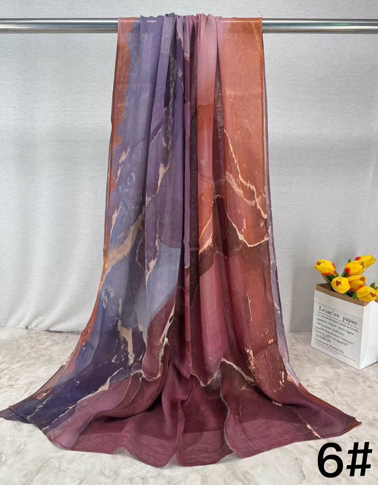 HJ02 Modal Hijab Scarf Women - Soft Breathable Ink Print Headscarf