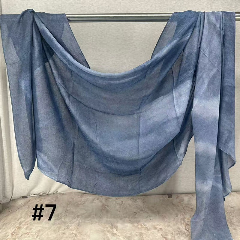 HJ02 Modal Hijab Scarf Women - Soft Breathable Ink Print Headscarf