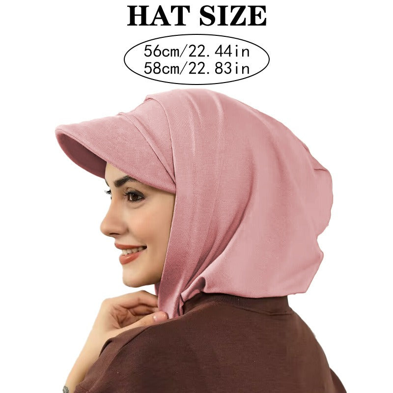 RY204 Modest Full Coverage Hijab Cap with Visor – Muslim Women Sun Protection Headscarf with Neck Cover