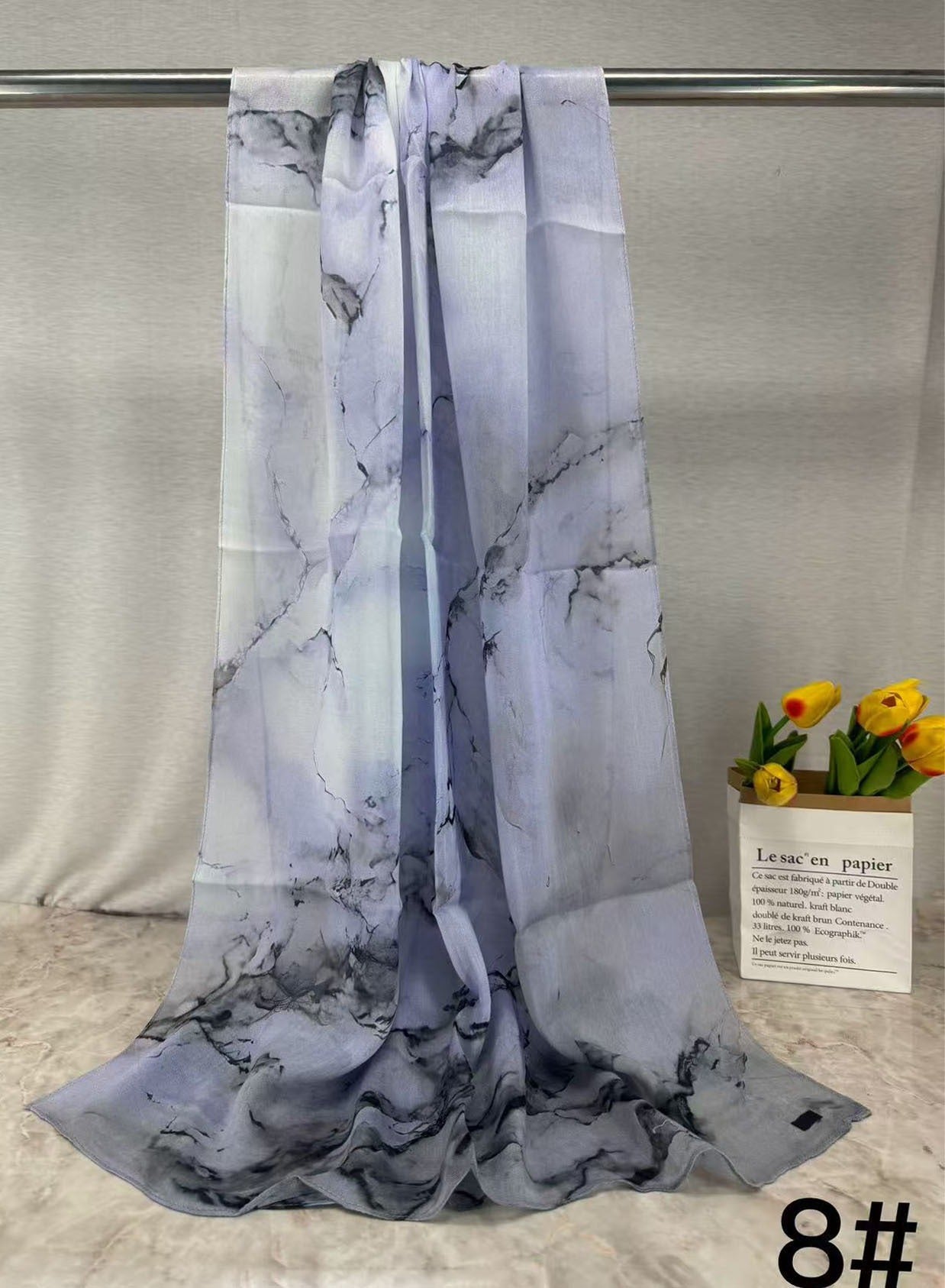 HJ02 Modal Hijab Scarf Women - Soft Breathable Ink Print Headscarf