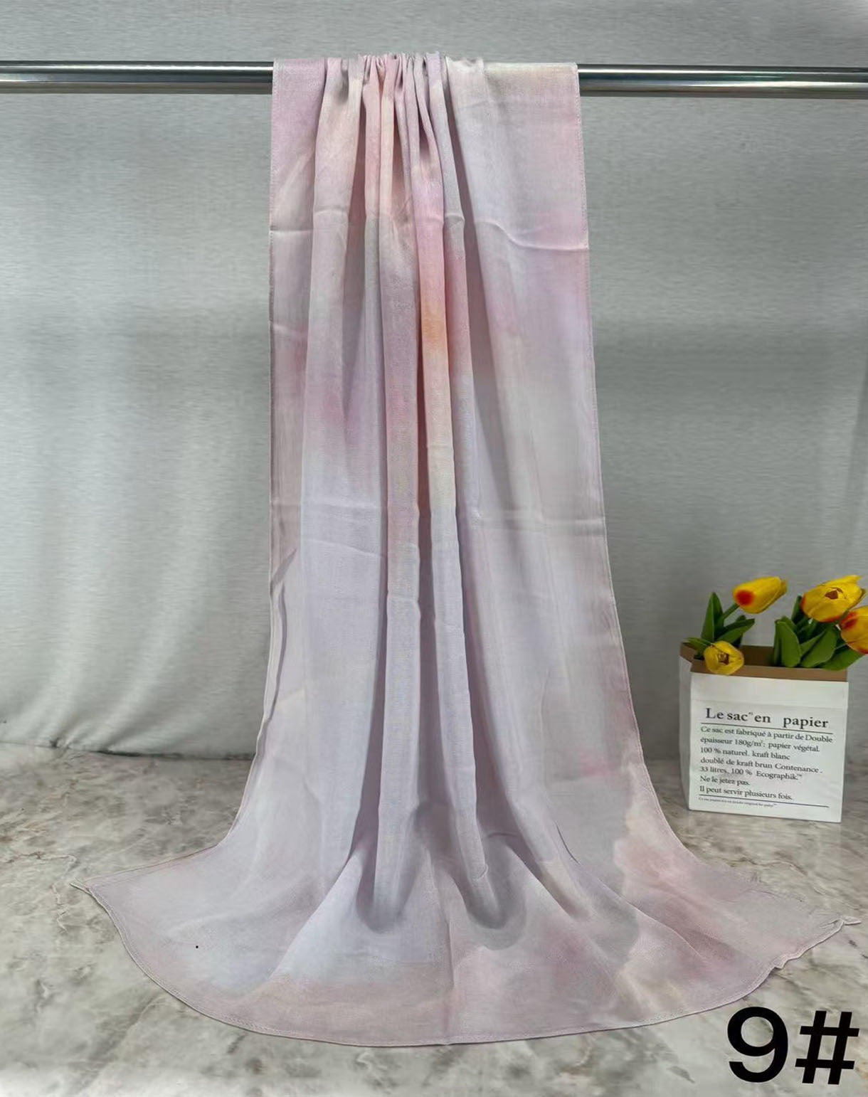 HJ02 Modal Hijab Scarf Women - Soft Breathable Ink Print Headscarf