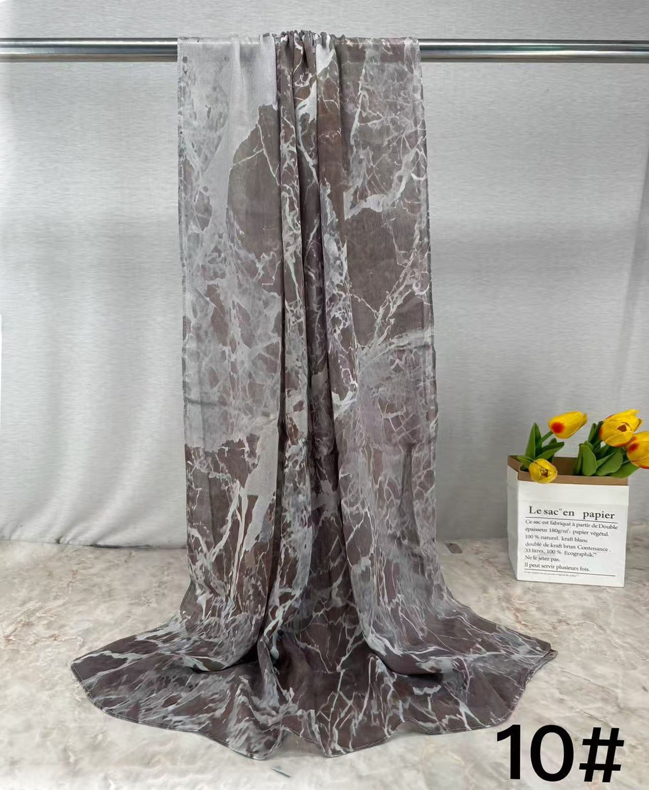 HJ02 Modal Hijab Scarf Women - Soft Breathable Ink Print Headscarf