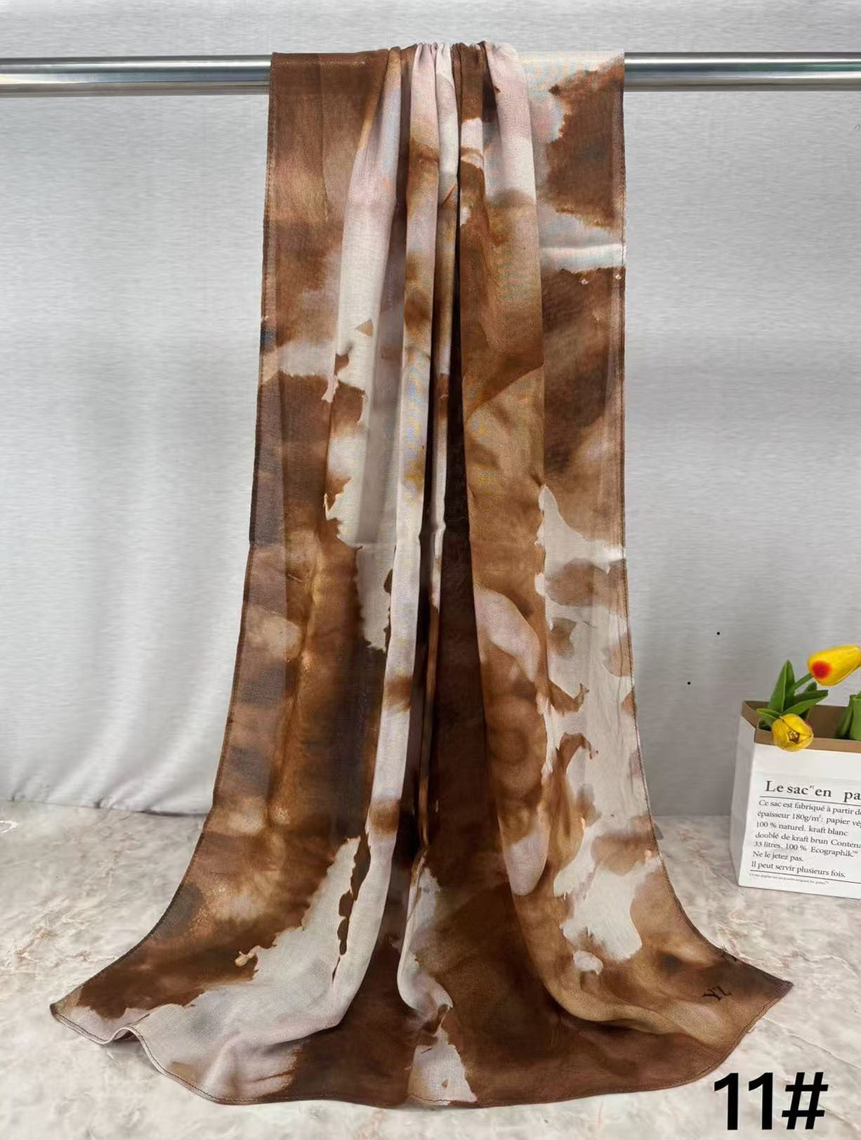 HJ03 Lightweight Modal Hijab - Watercolor Print Scarf for Women