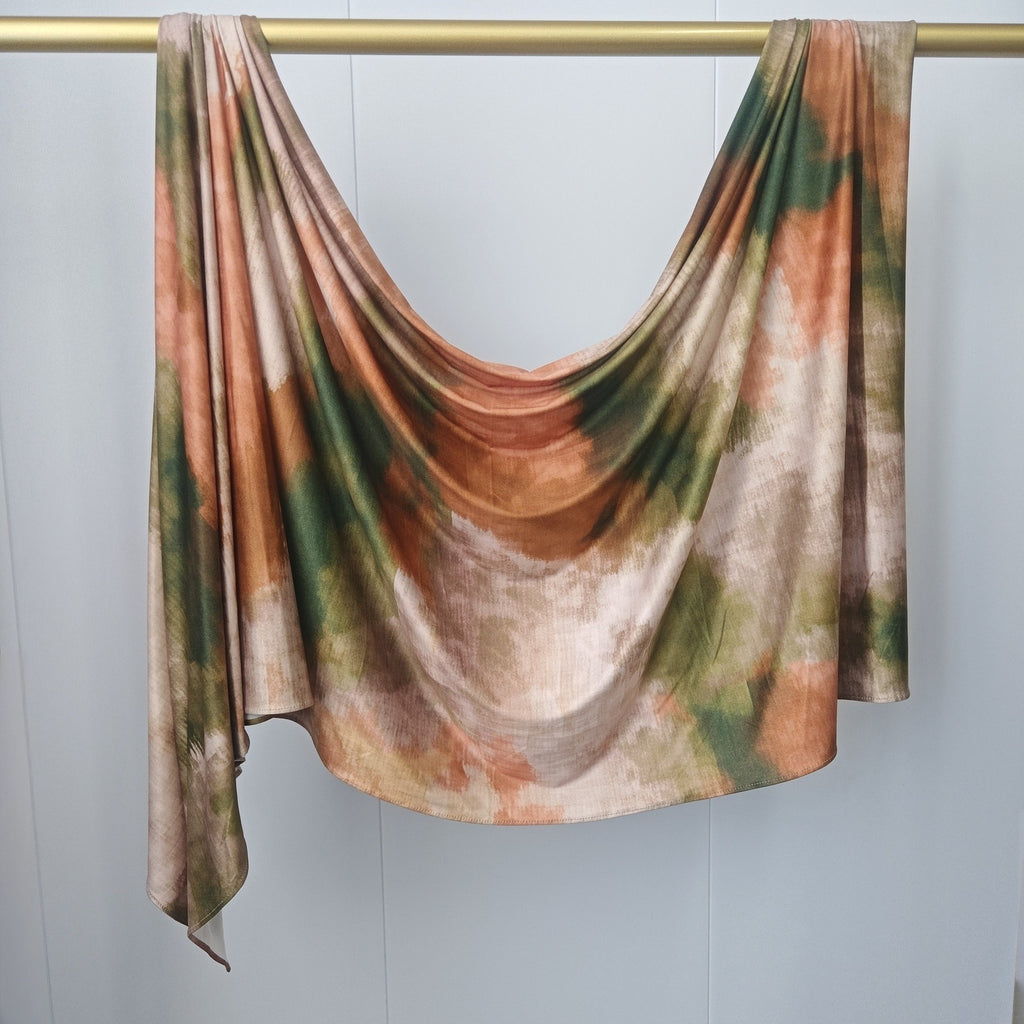 RY237 Earthy Olive Liquid Cotton Hijab Scarf – Lightweight Stretch Drape Headscarf