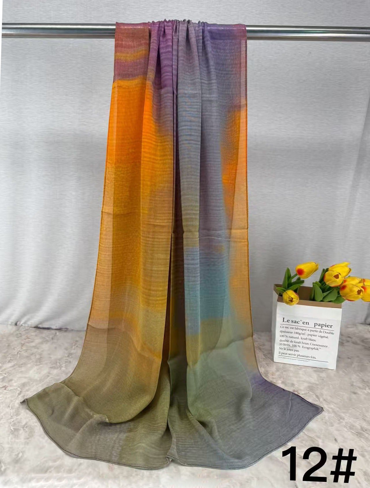 HJ03 Lightweight Modal Hijab - Watercolor Print Scarf for Women