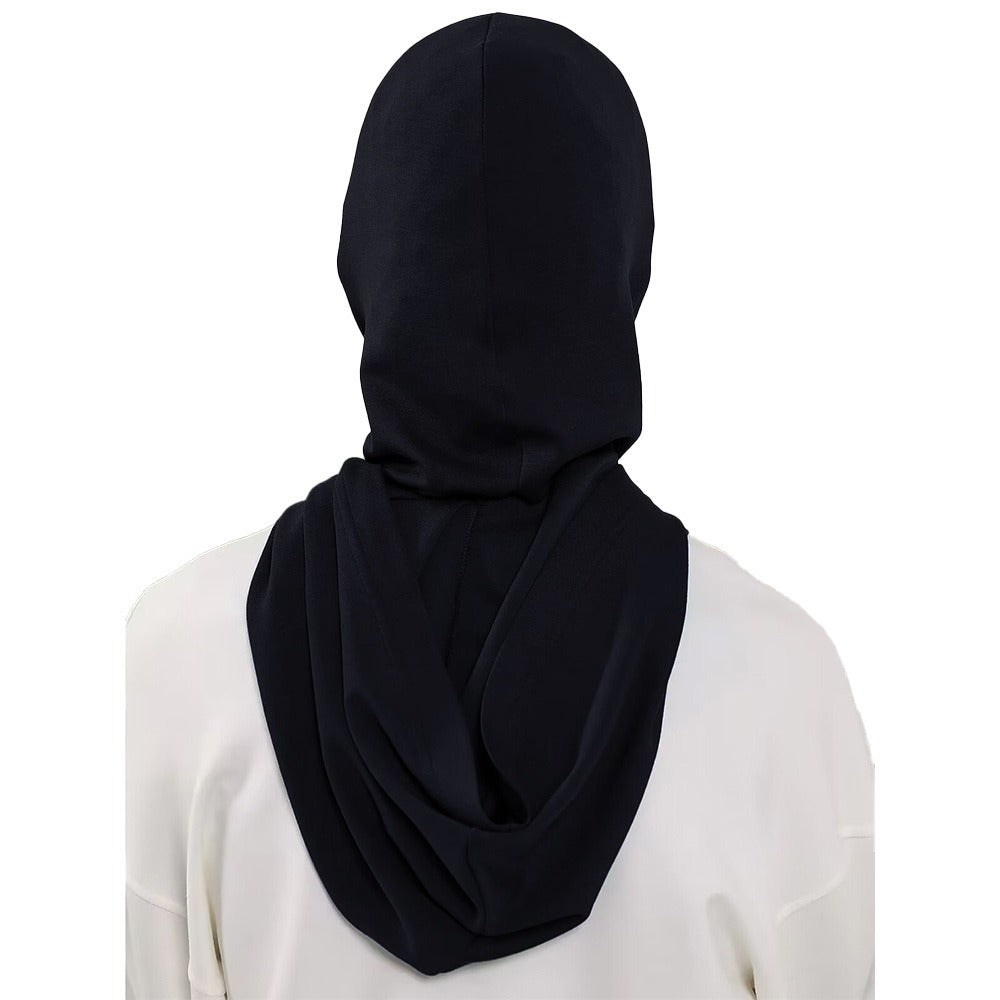 RY207 Black Full Coverage Hijab Cap with Visor – Modest Neck Cover Headscarf for Muslim Women