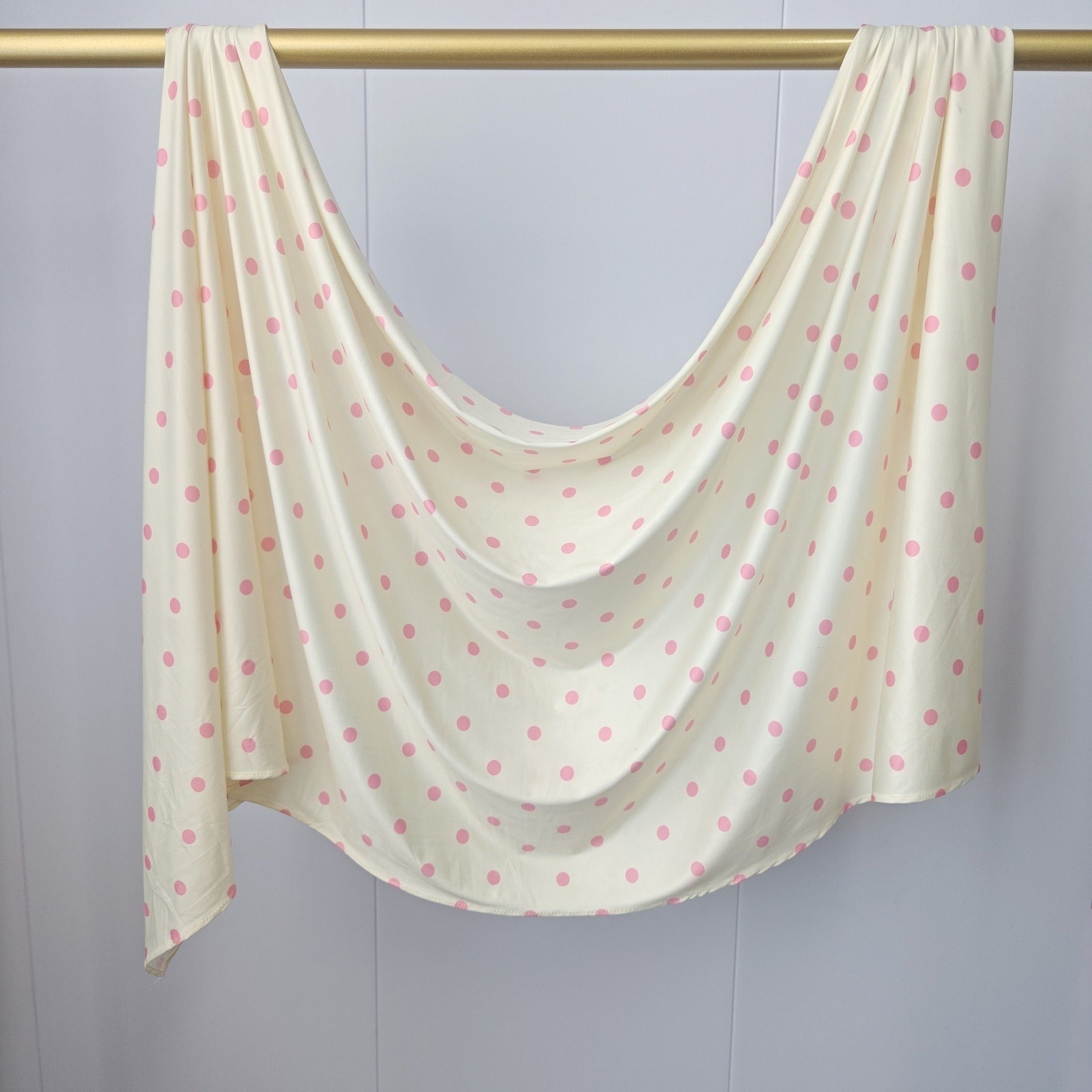 RY238 Cream Pink Polka Dot Cotton Jersey Hijab Scarf – Soft Stretch Breathable Headscarf