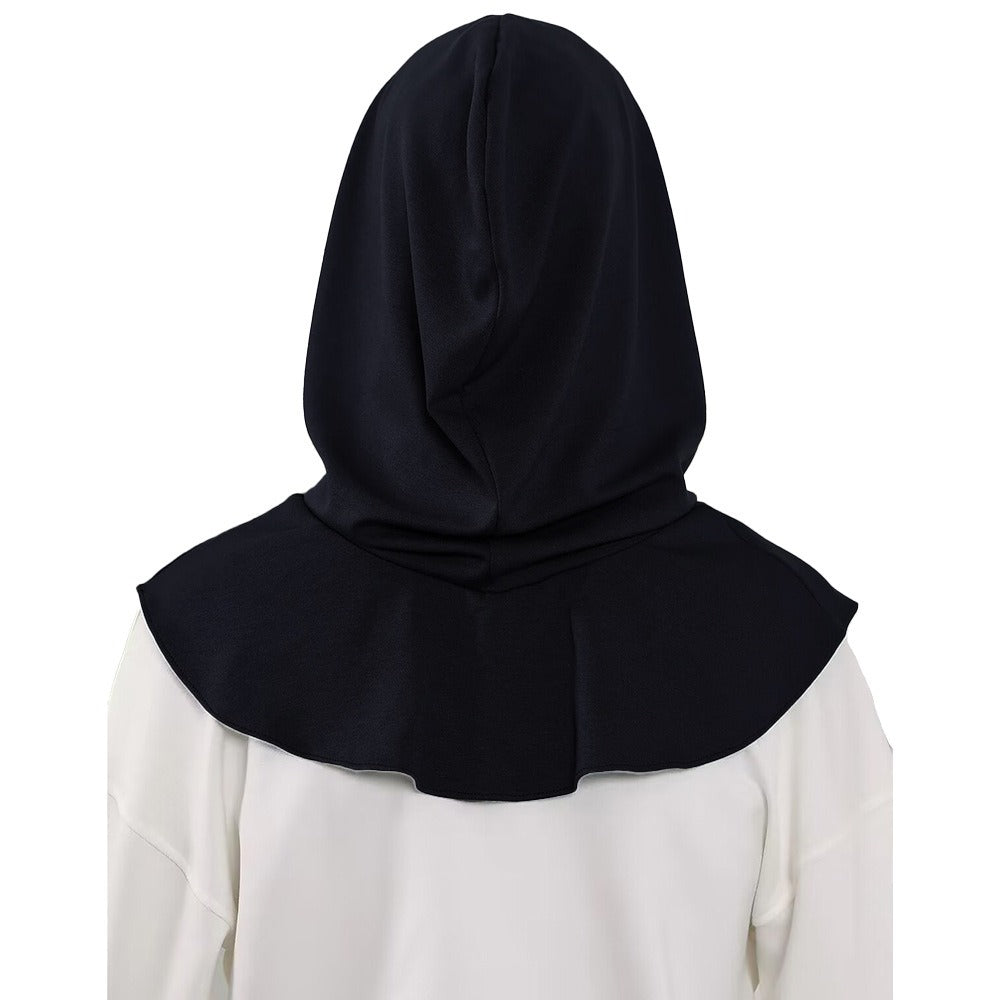 RY207 Black Full Coverage Hijab Cap with Visor – Modest Neck Cover Headscarf for Muslim Women