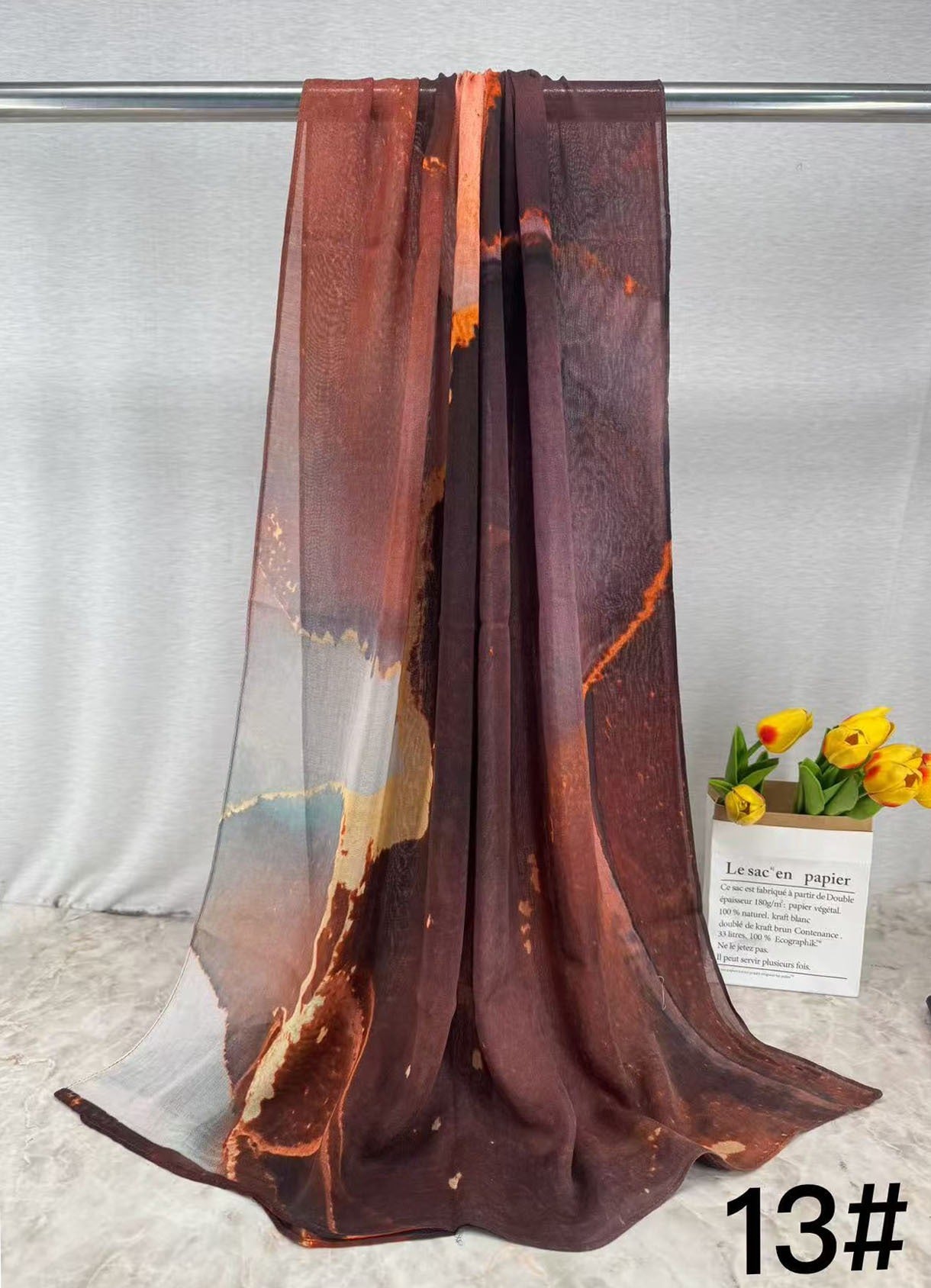 HJ03 Lightweight Modal Hijab - Watercolor Print Scarf for Women