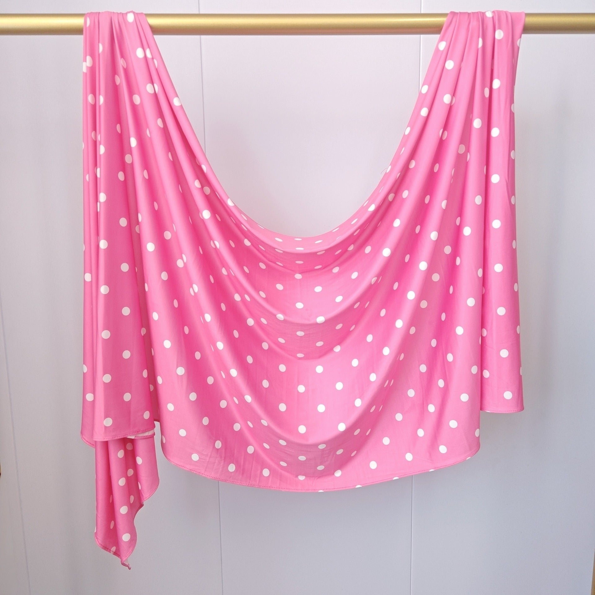 RY239 Hot Pink Polka Dot Cotton Jersey Hijab Scarf – Soft Stretch Breathable Headscarf