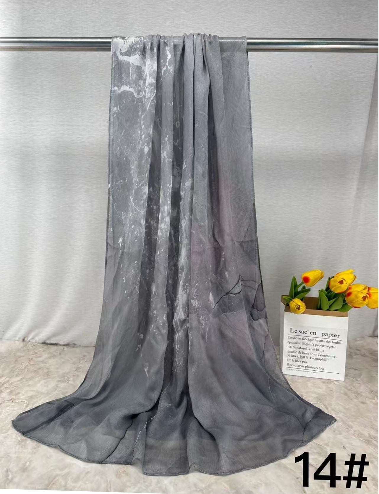 HJ03 Lightweight Modal Hijab - Watercolor Print Scarf for Women