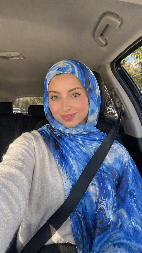 RY02 Watercolor Print Cotton Blend Hijab Shawl – Ethnic Style Women's Head Scarf (80×180cm)