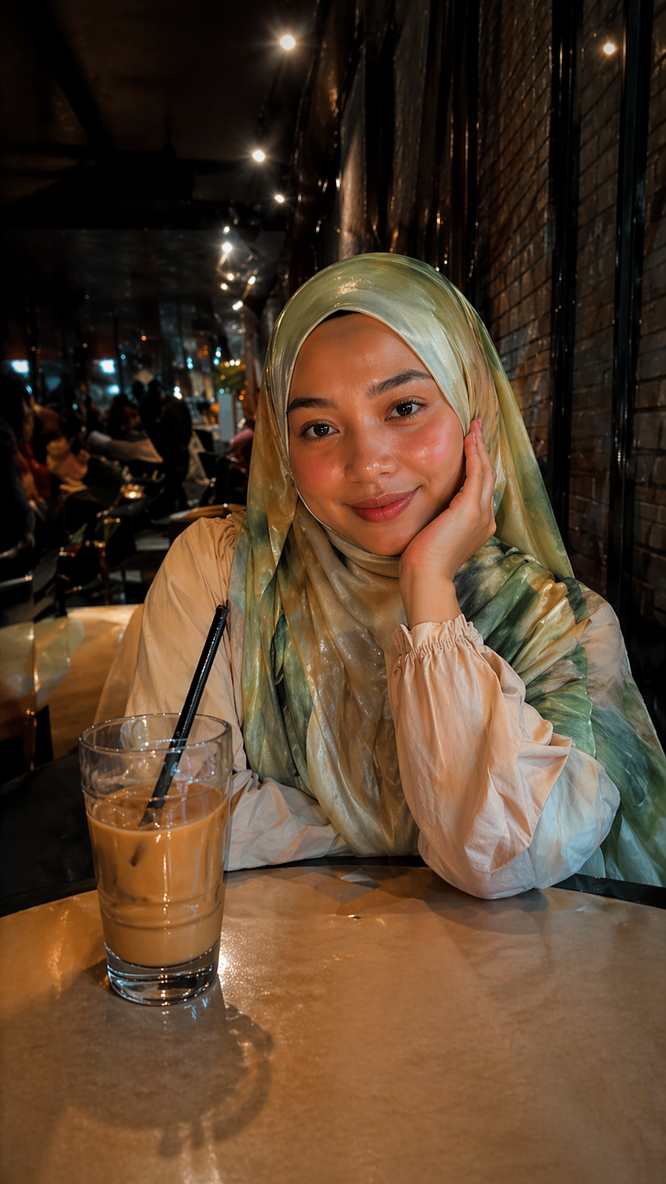 RY03 Watercolor Gradient Hijab Shawl – Ombre Green Ethnic Women's Head Scarf (80×180cm)