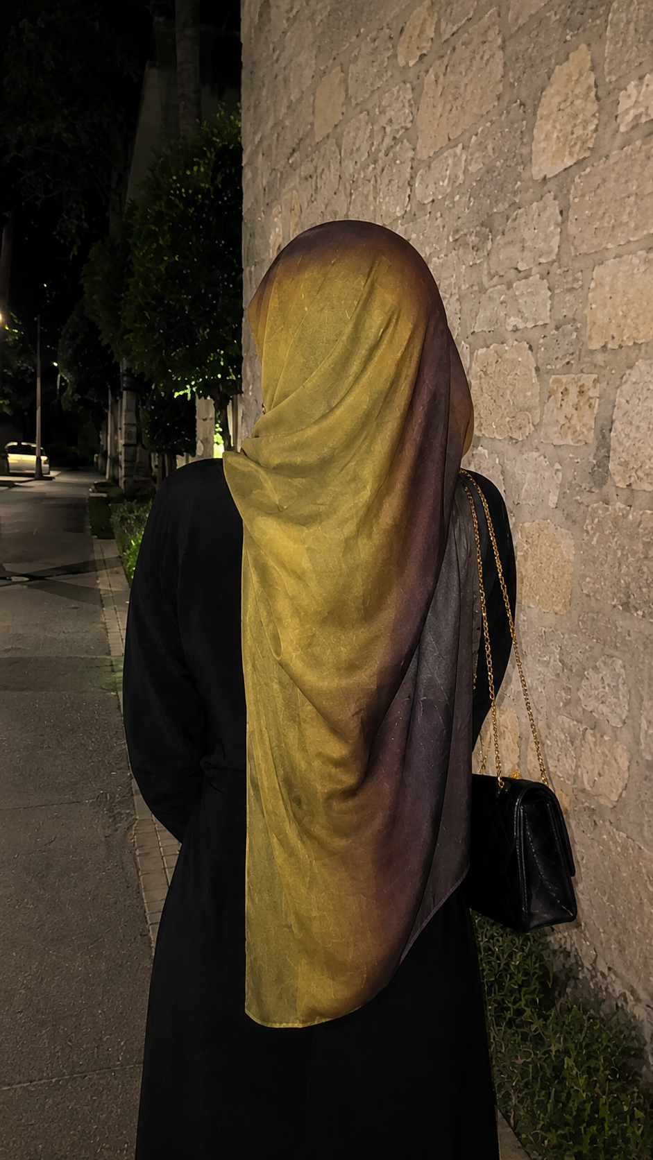 RY50 Olive Green to Brown Purple Ombre Hijab Shawl – Watercolor Gradient Women's Head Scarf (80×180cm)