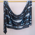 RY240 Black Blue Tie-Dye Liquid Jersey Hijab Scarf – Lightweight Stretch Drape Headscarf