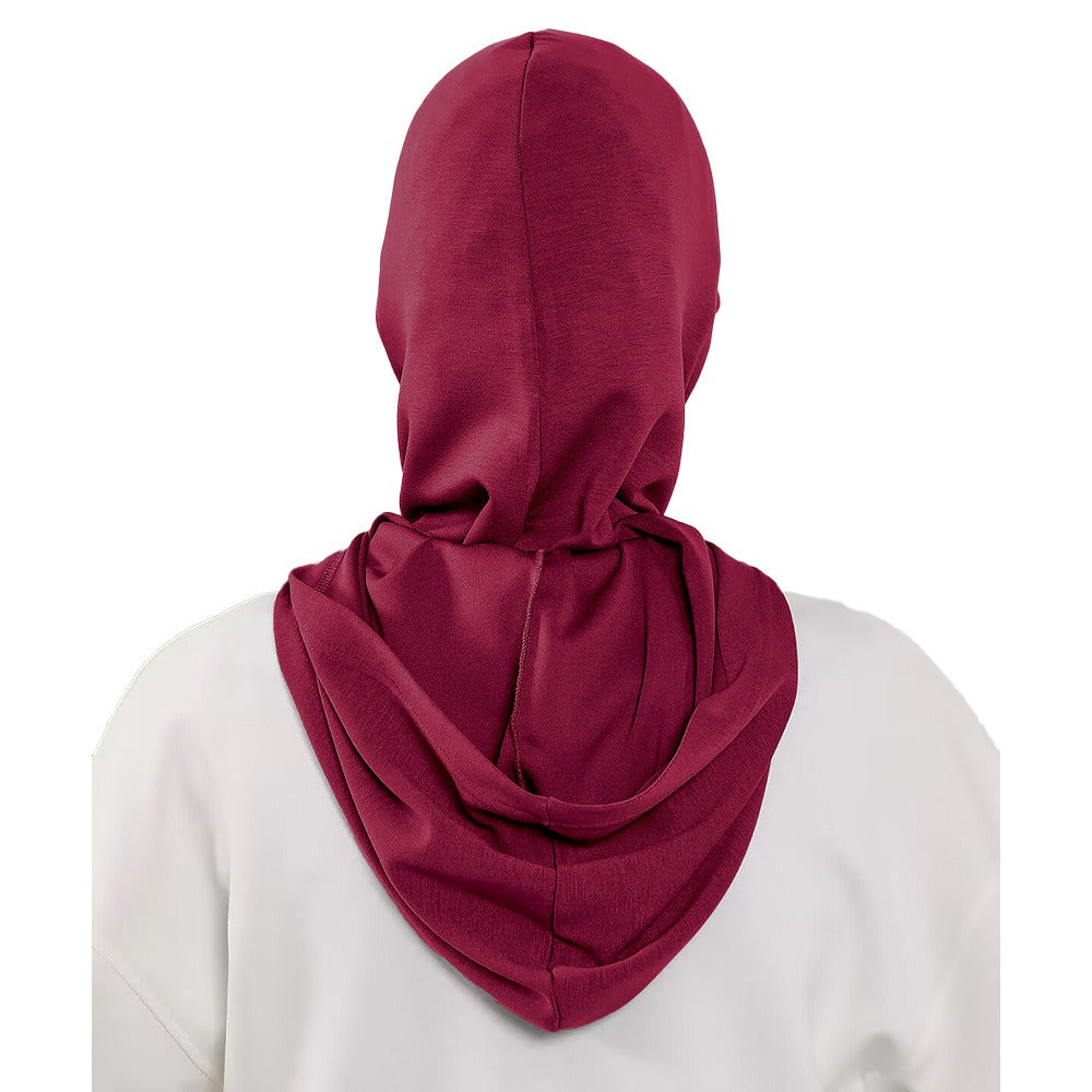 RY201 Burgundy Sport Hijab Cap with Visor – Instant Hijab Women's Athletic Head Cover