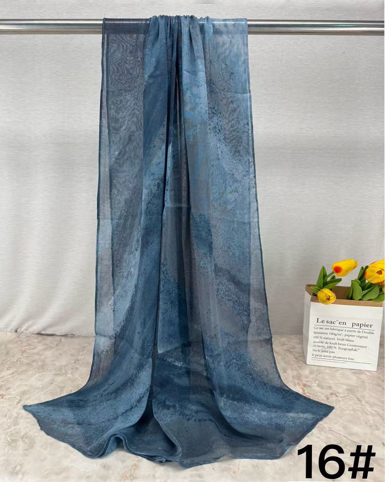 HJ04 Premium Modal Hijab Scarf - Elegant Ink Print Shawl Women