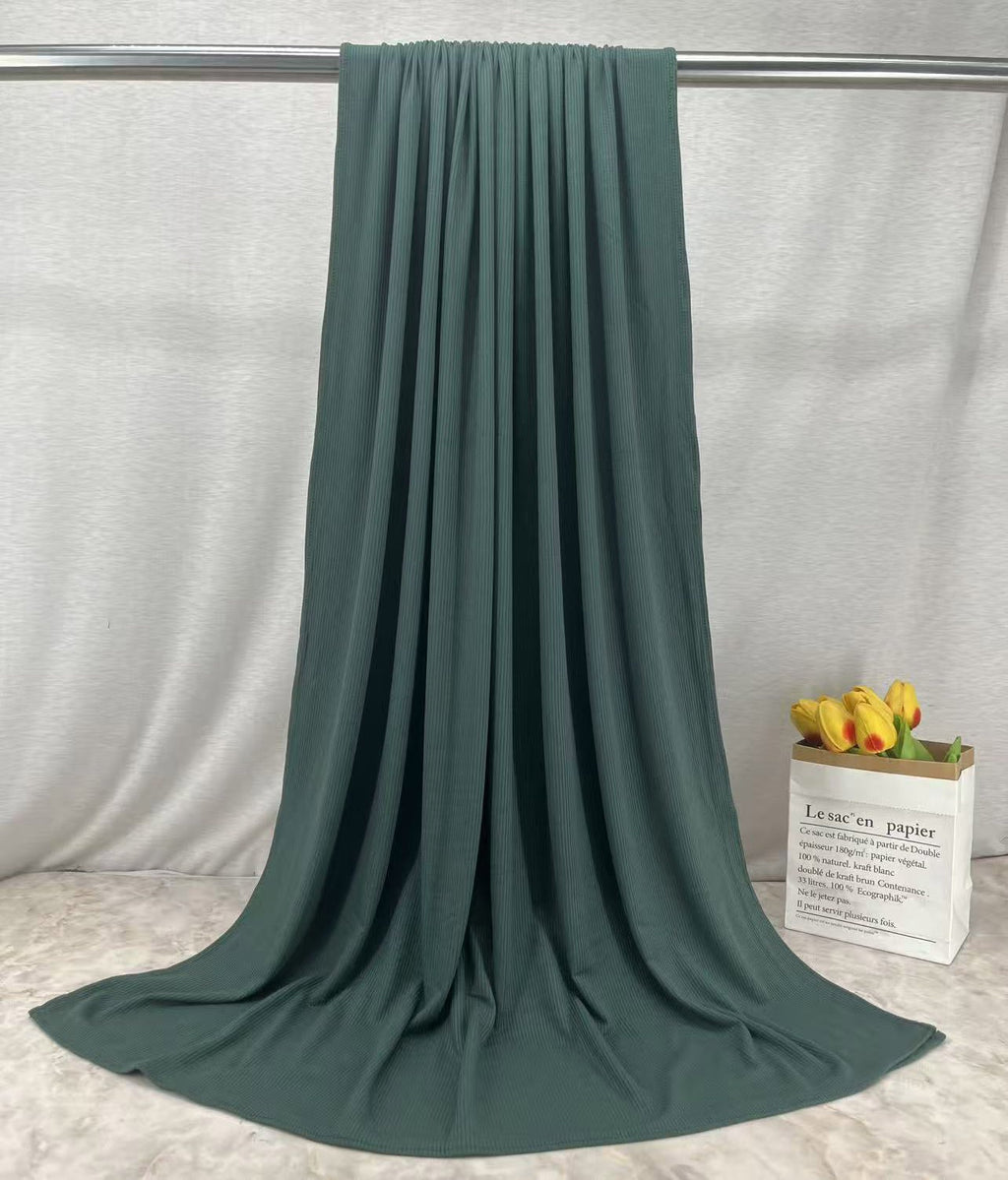RY231 Deep Sage Green Cotton Ribbed Jersey Hijab Scarf – Soft Stretch Breathable Headscarf