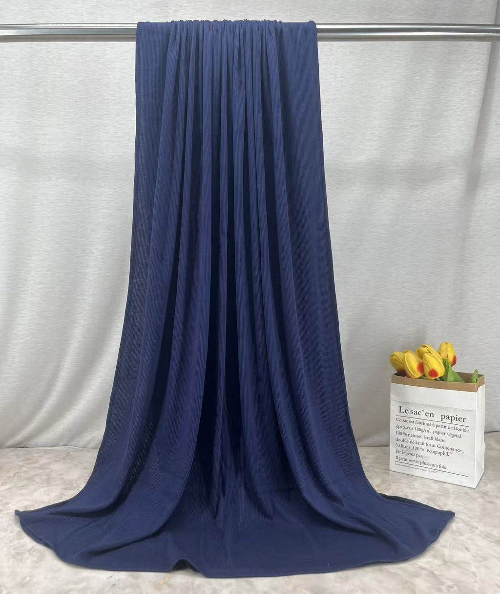RY229 Midnight Navy Cotton Ribbed Hijab Scarf – Soft Breathable Headscarf