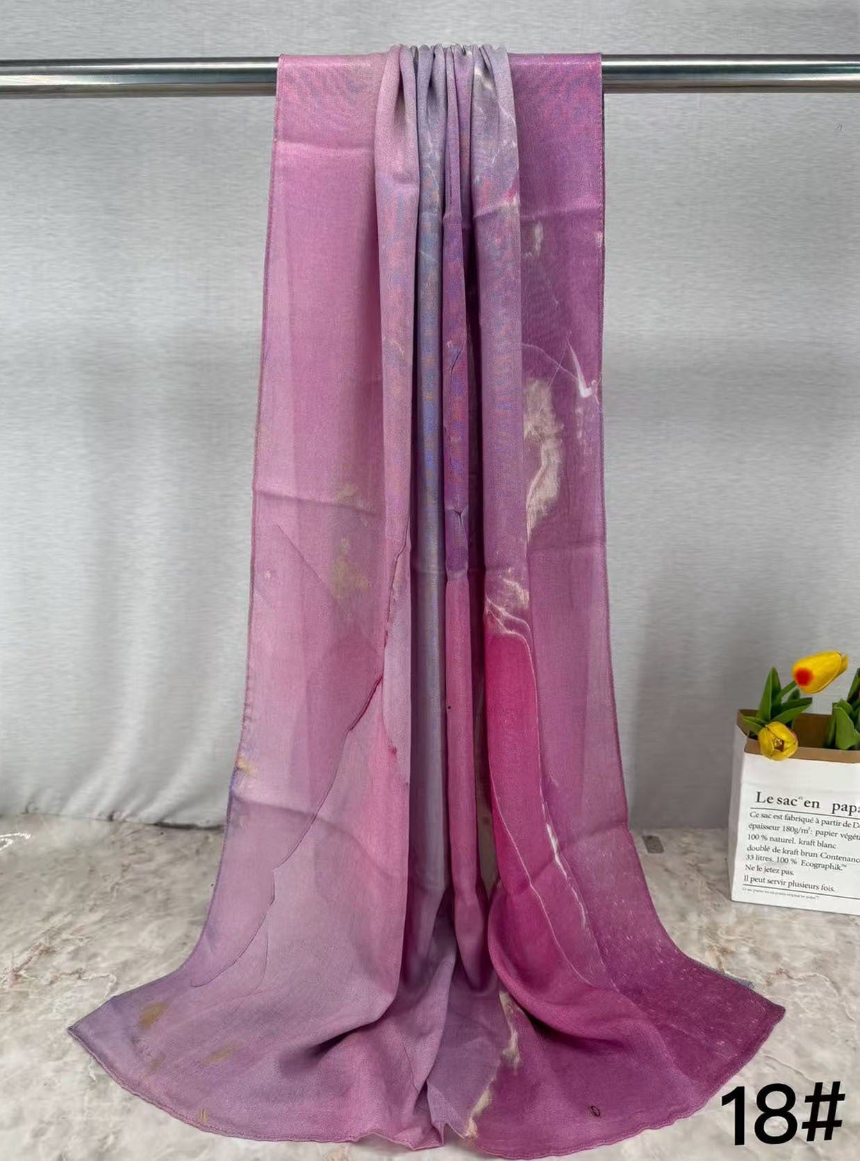 HJ04 Premium Modal Hijab Scarf - Elegant Ink Print Shawl Women