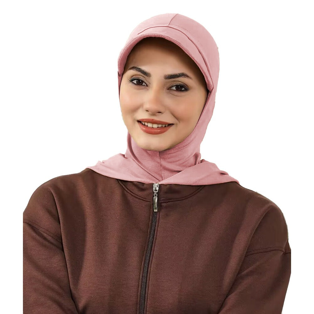 RY204 Modest Full Coverage Hijab Cap with Visor – Muslim Women Sun Protection Headscarf with Neck Cover