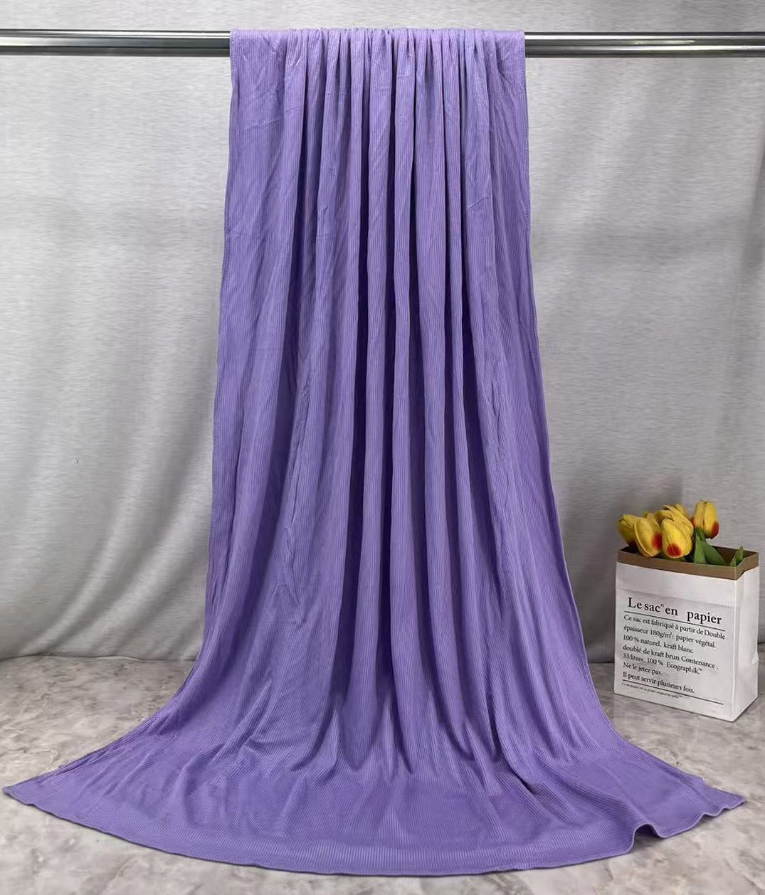 RY233 Lavender Purple Cotton Ribbed Jersey Hijab Scarf – Soft Stretch Breathable Headscarf