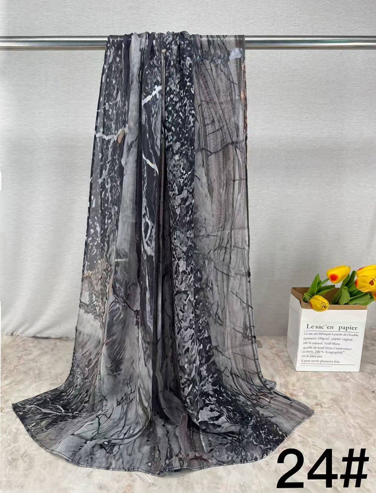 HJ05 Floral Modal Hijab - Artistic Print Headscarf for Muslim Women