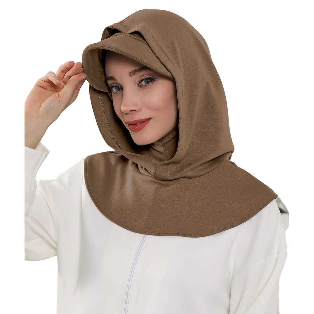 RY205 Modest Full Coverage Hijab Cap with Visor – Neck Cover Headscarf for Muslim Women