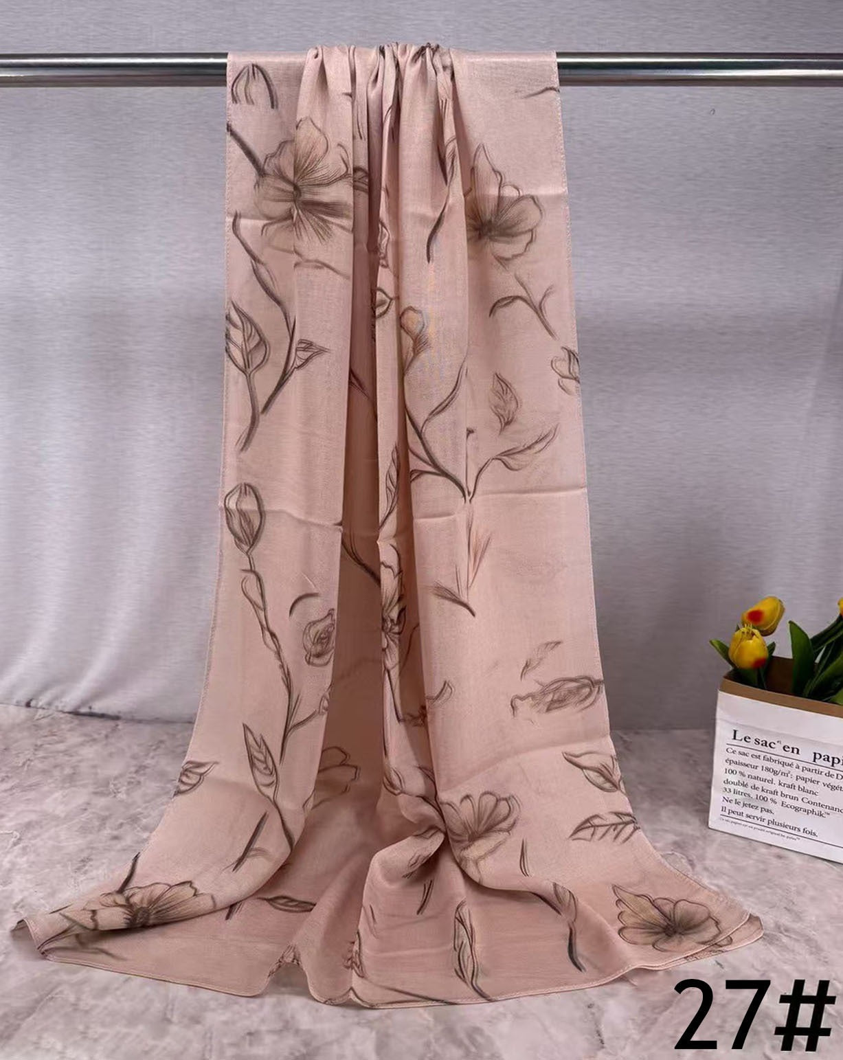 HJ06 Silky Modal Hijab - Vibrant Print Wrap Scarf for Women