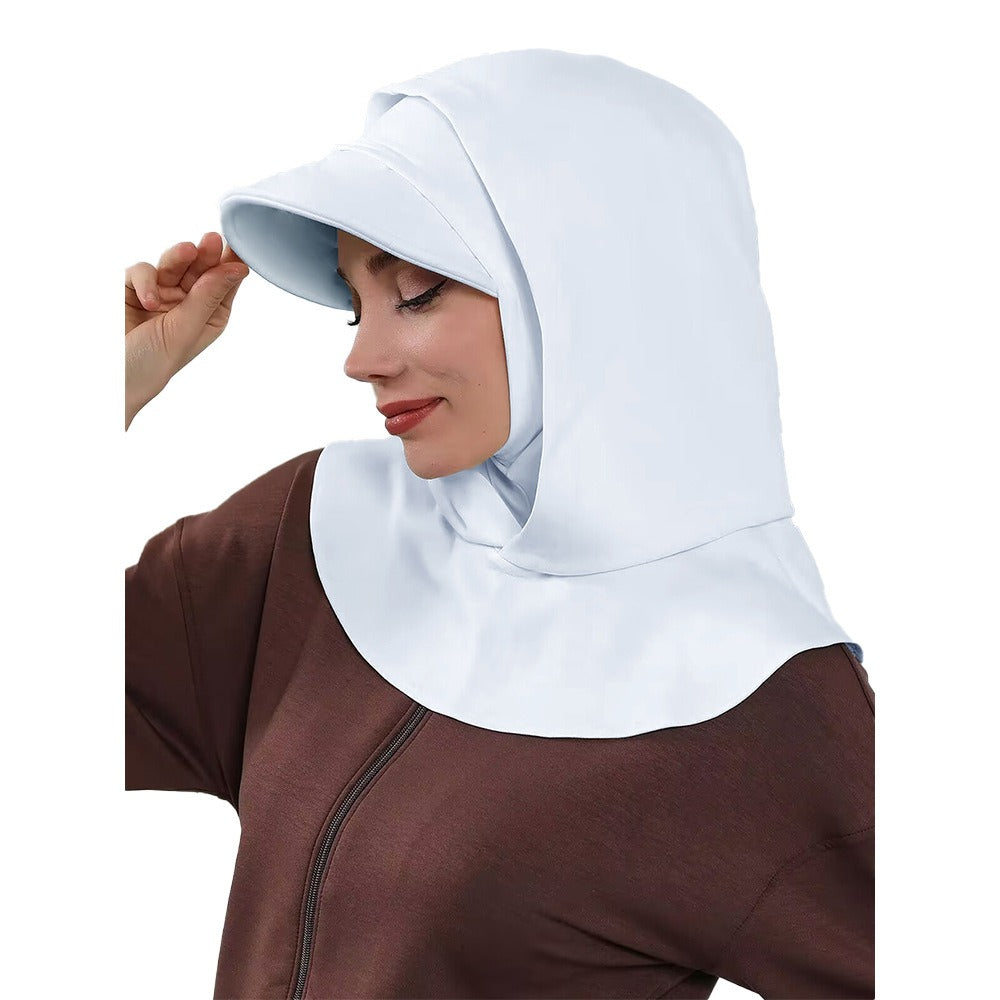 RY202 White Hijab Sport Cap with Visor – Muslim Women's Instant Athletic Head Cover