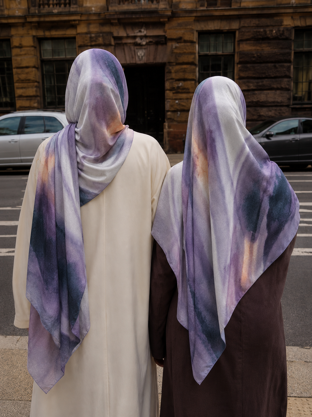 RY427 Smoky Purple Marble Mercerized Cotton Jersey Hijab – Soft Stretch Scarf