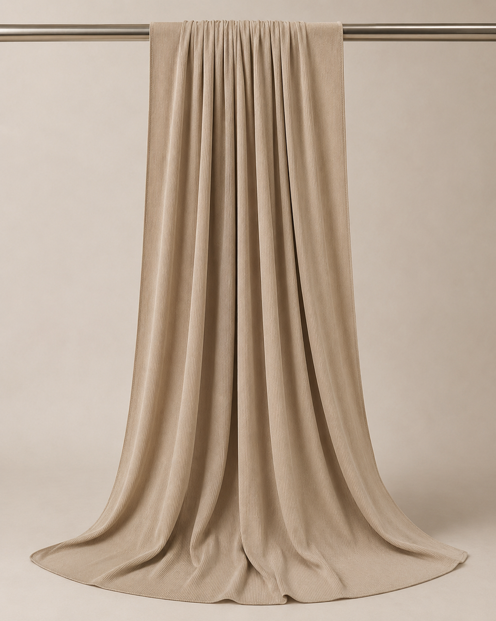 RY218 Taupe Beige Cotton Ribbed Jersey Hijab Scarf – Soft Stretch Breathable Headscarf