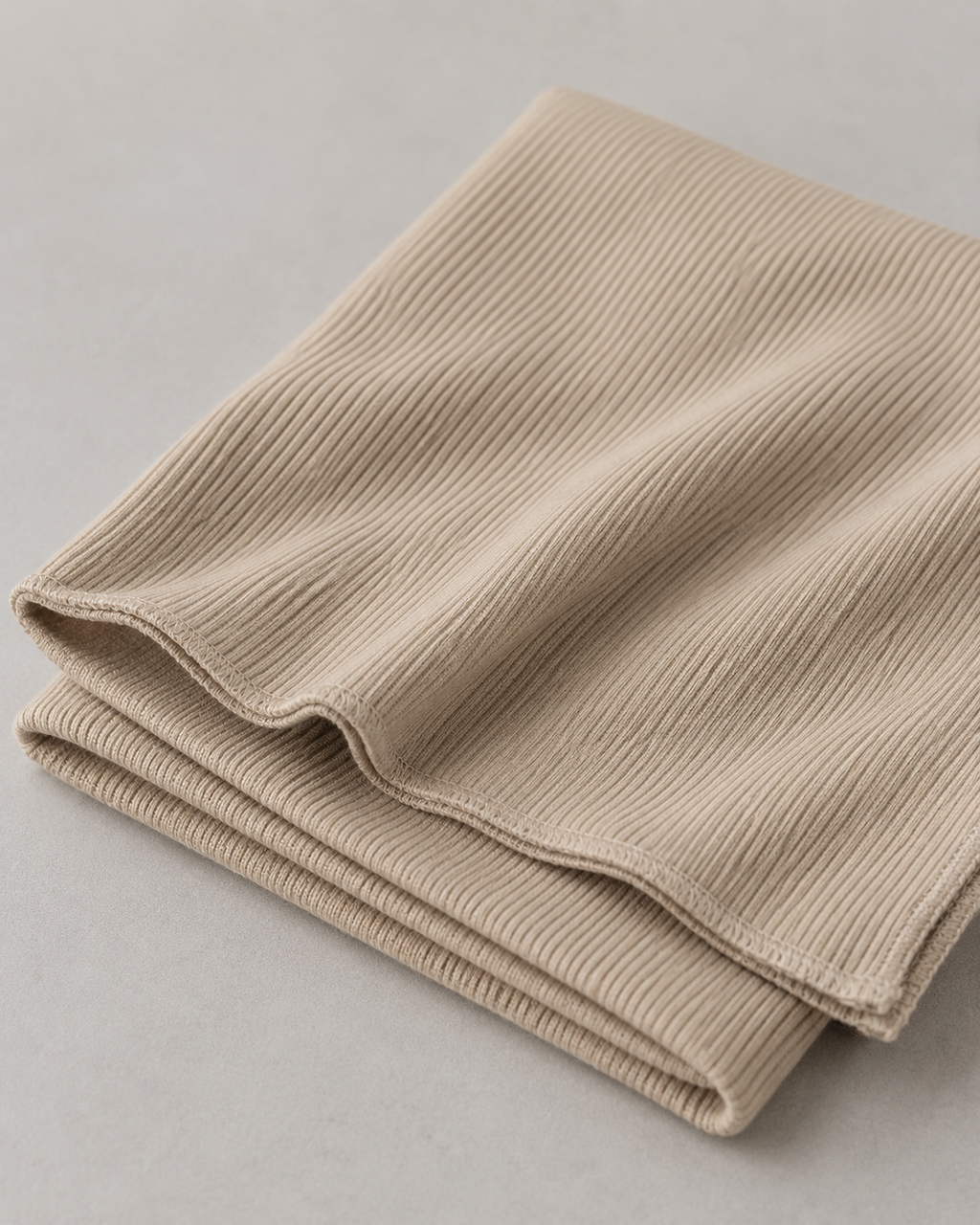 RY218 Taupe Beige Cotton Ribbed Jersey Hijab Scarf – Soft Stretch Breathable Headscarf