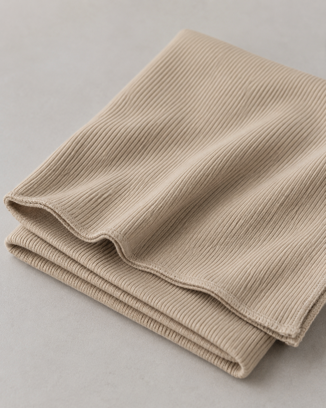 RY218 Taupe Beige Cotton Ribbed Jersey Hijab Scarf – Soft Stretch Breathable Headscarf