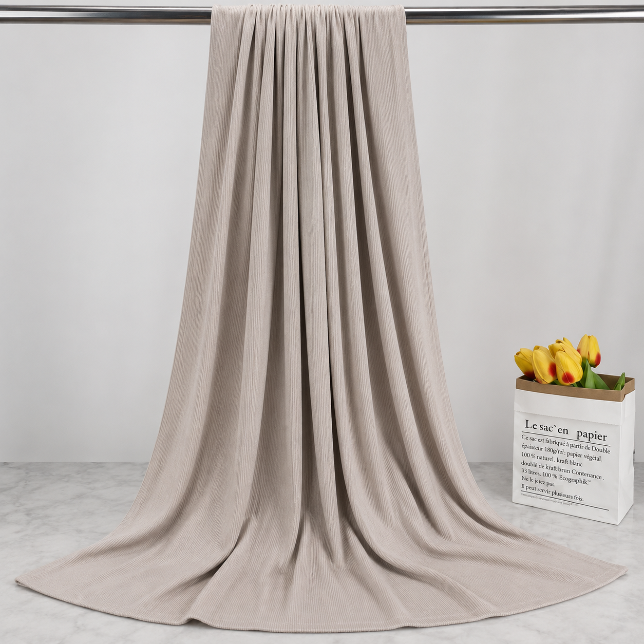 RY219 Stone Grey Cotton Ribbed Jersey Hijab Scarf – Soft Stretch Breathable Headscarf