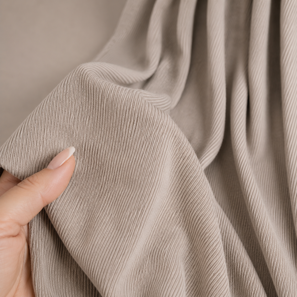 RY219 Stone Grey Cotton Ribbed Jersey Hijab Scarf – Soft Stretch Breathable Headscarf