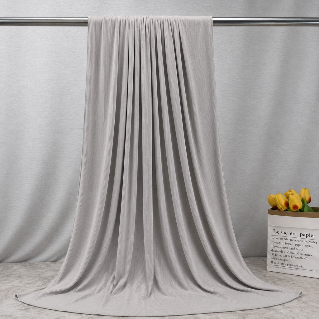 RY220 Light Silver Grey Cotton Ribbed Jersey Hijab Scarf – Soft Stretch Breathable Headscarf