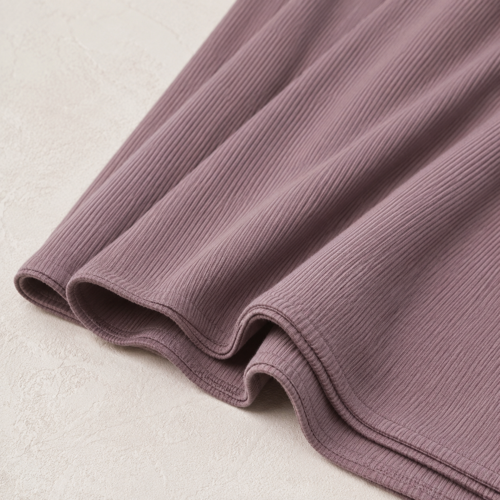 RY223 Dusty Mauve Cotton Ribbed Jersey Hijab Scarf – Soft Stretch Breathable Headscarf
