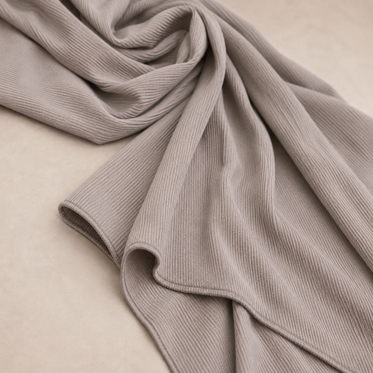 RY224 Stone Taupe Cotton Ribbed Jersey Hijab Scarf – Soft Stretch Breathable Headscarf