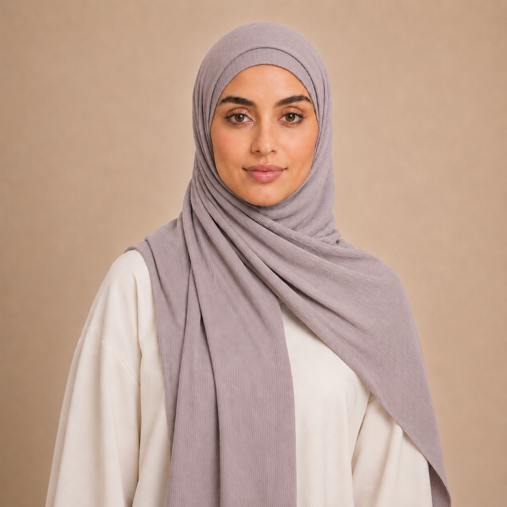 RY225 Mauve Taupe Cotton Ribbed Jersey Hijab Scarf – Soft Stretch Breathable Headscarf