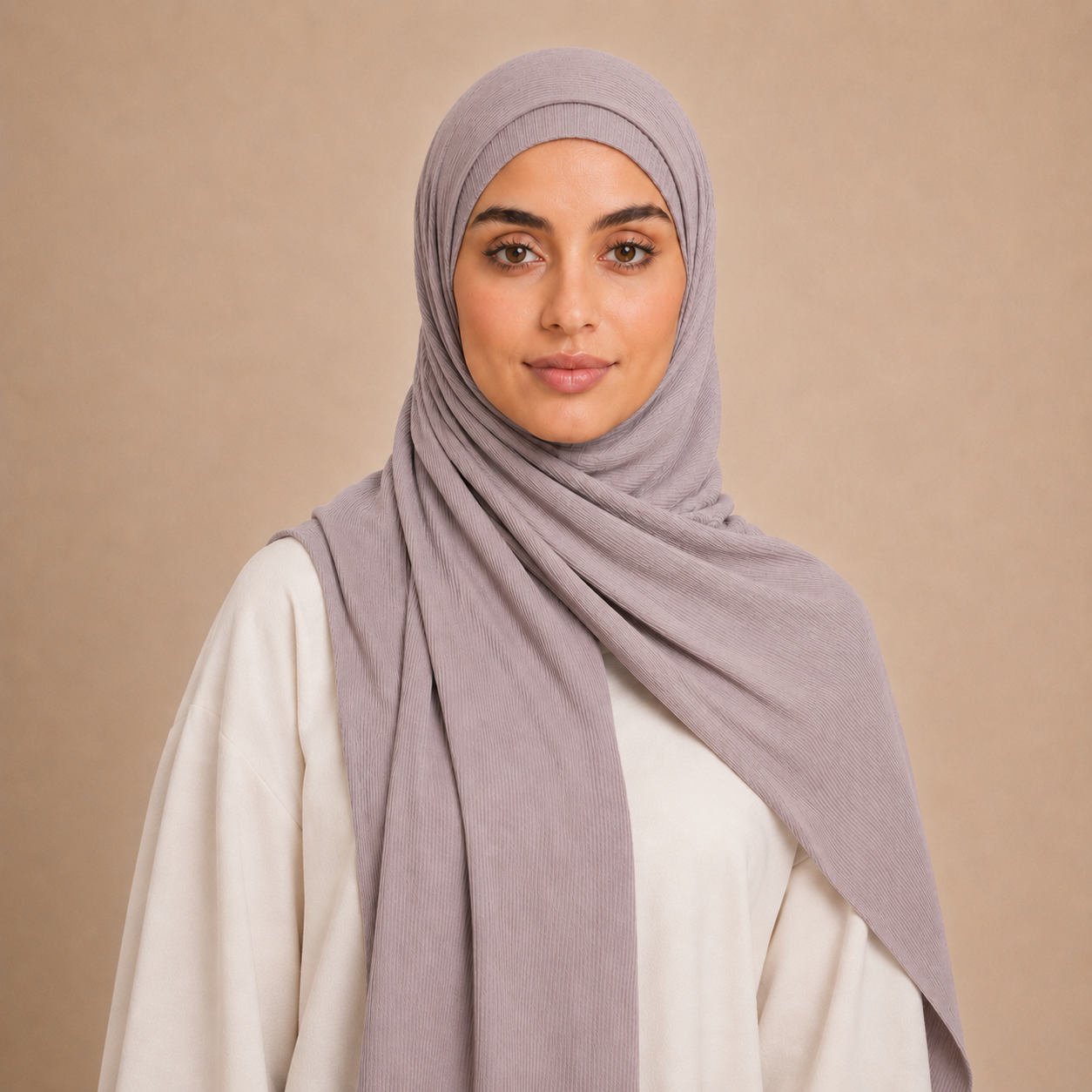 RY225 Mauve Taupe Cotton Ribbed Jersey Hijab Scarf – Soft Stretch Breathable Headscarf