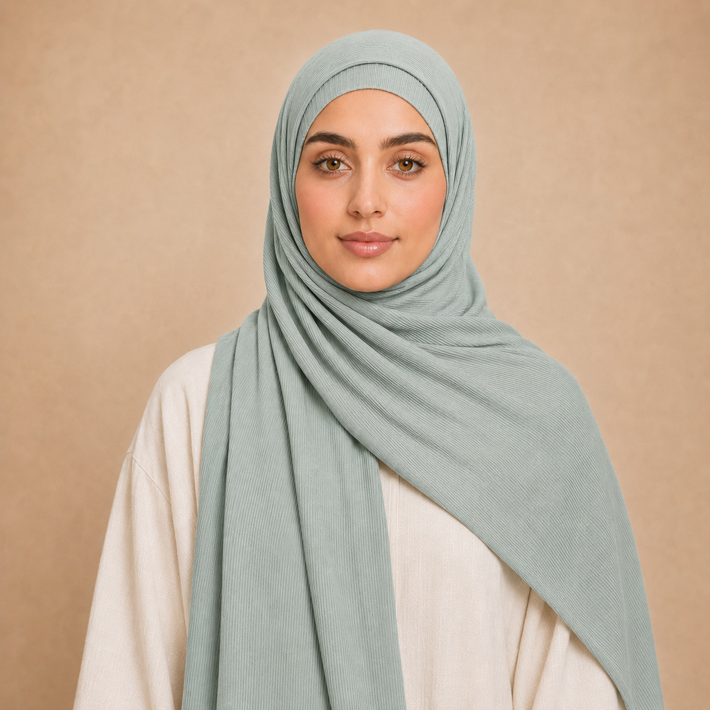 RY228 Midnight Navy Cotton Ribbed Jersey Hijab Scarf – Soft Stretch Breathable Headscarf