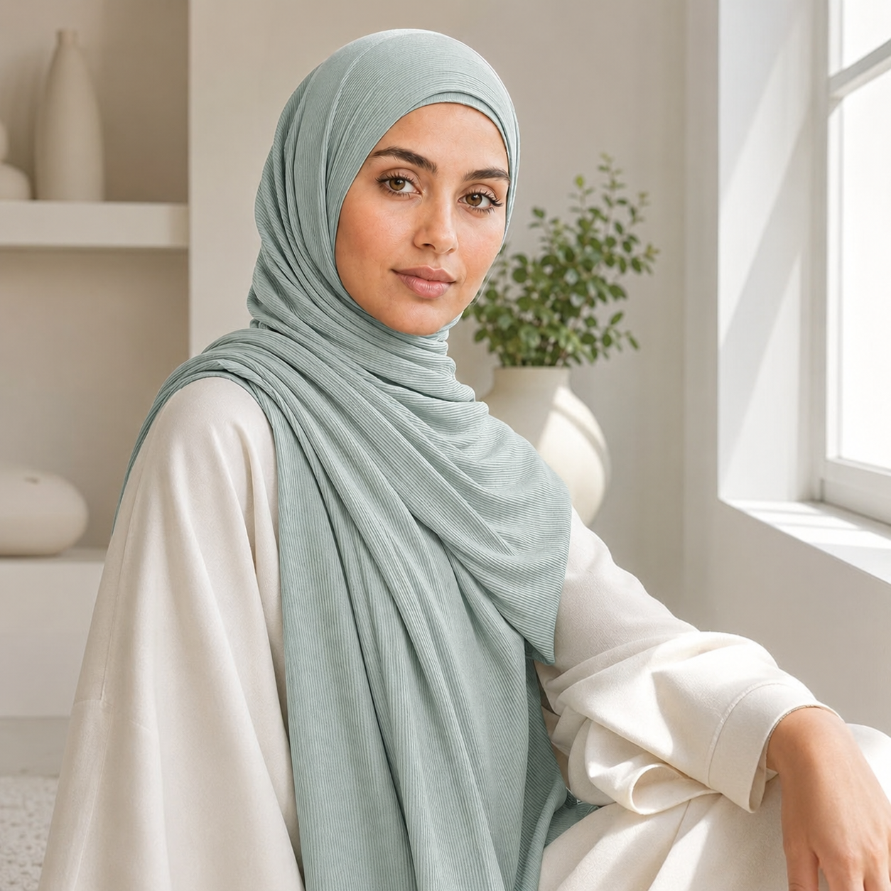 RY228 Midnight Navy Cotton Ribbed Jersey Hijab Scarf – Soft Stretch Breathable Headscarf