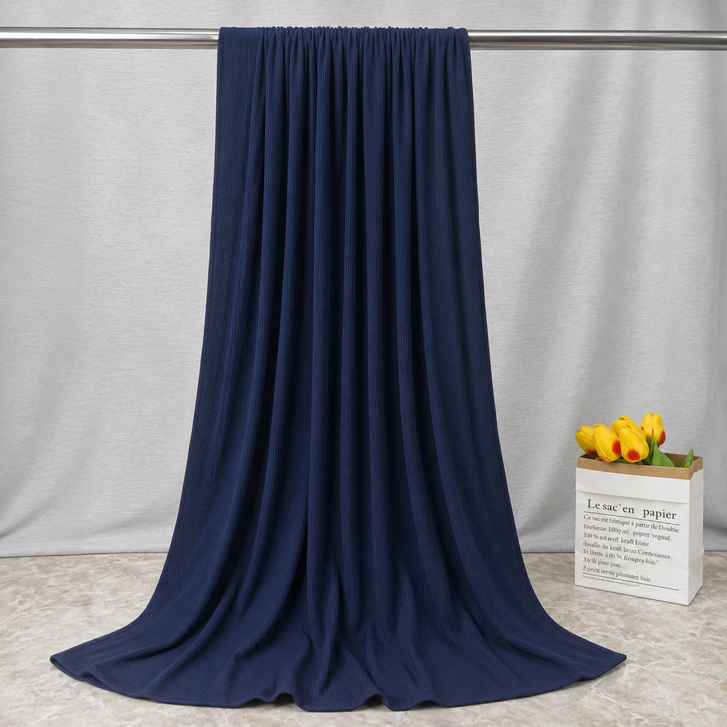 RY229 Midnight Navy Cotton Ribbed Hijab Scarf – Soft Breathable Headscarf
