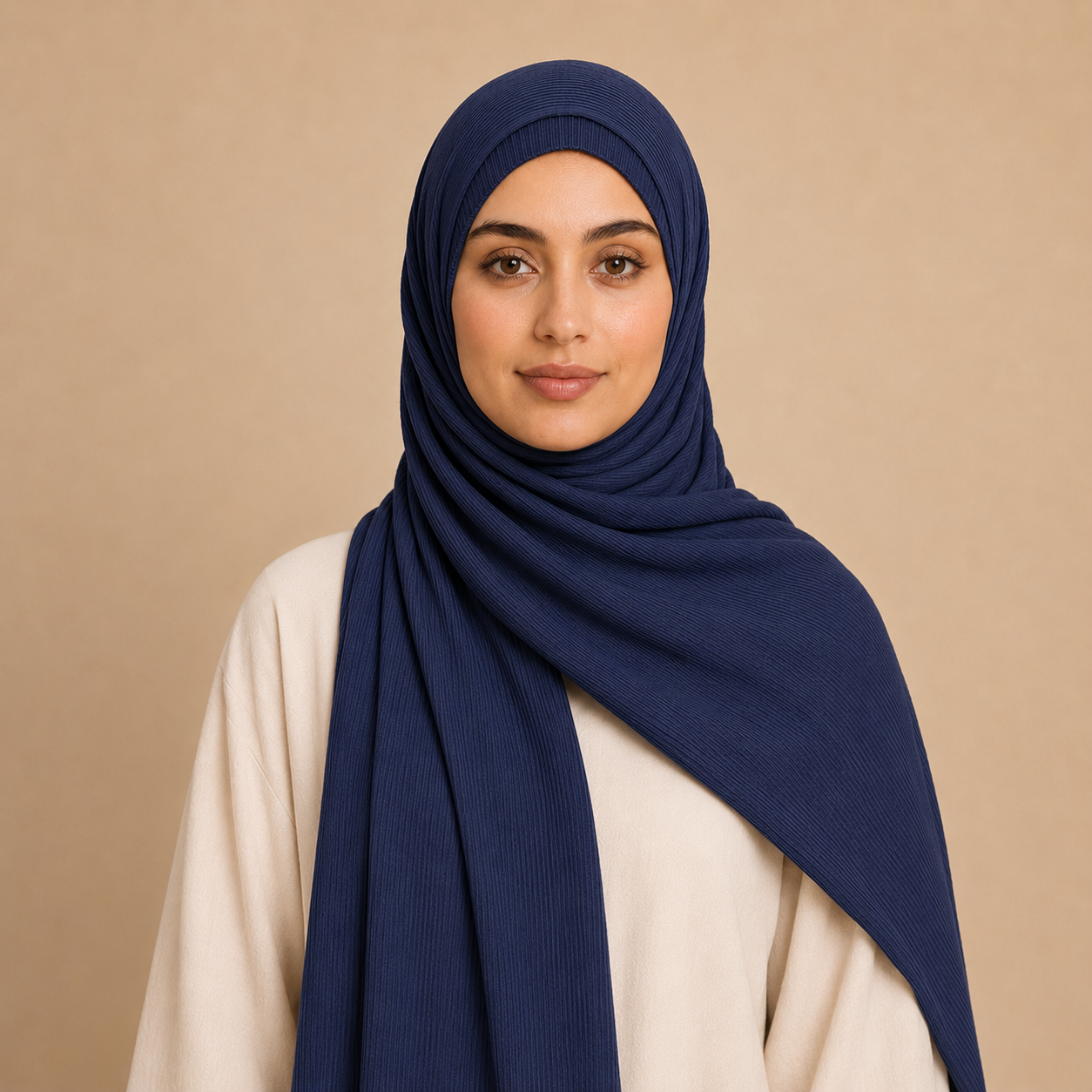 RY229 Midnight Navy Cotton Ribbed Hijab Scarf – Soft Breathable Headscarf