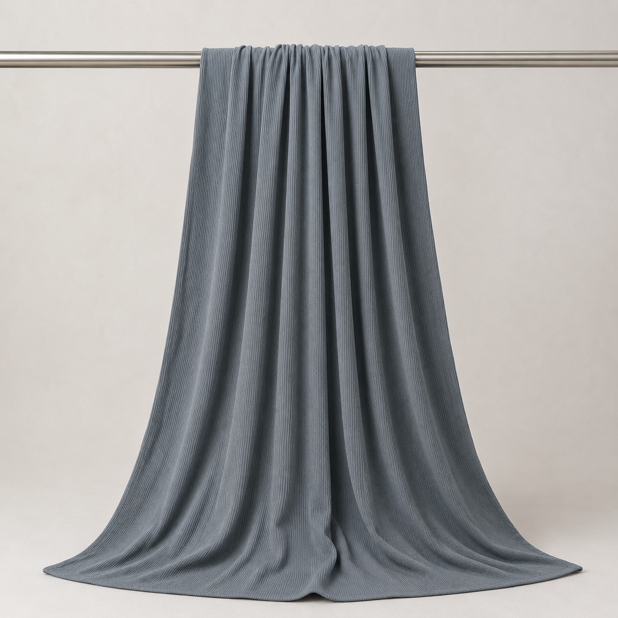 RY230 Slate Blue Grey Cotton Ribbed Jersey Hijab Scarf – Soft Stretch Breathable Headscarf