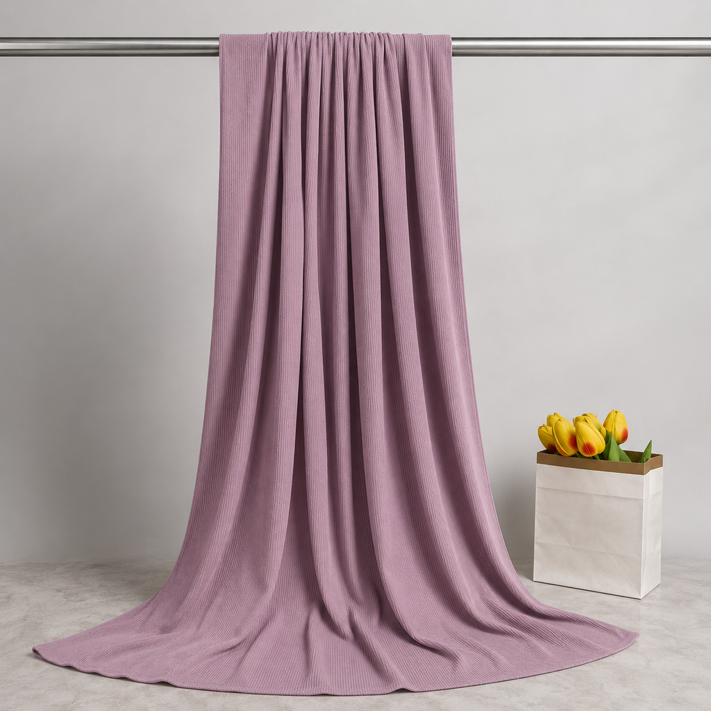 RY232 Dusty Rose Cotton Ribbed Jersey Hijab Scarf – Soft Stretch Breathable Headscarf