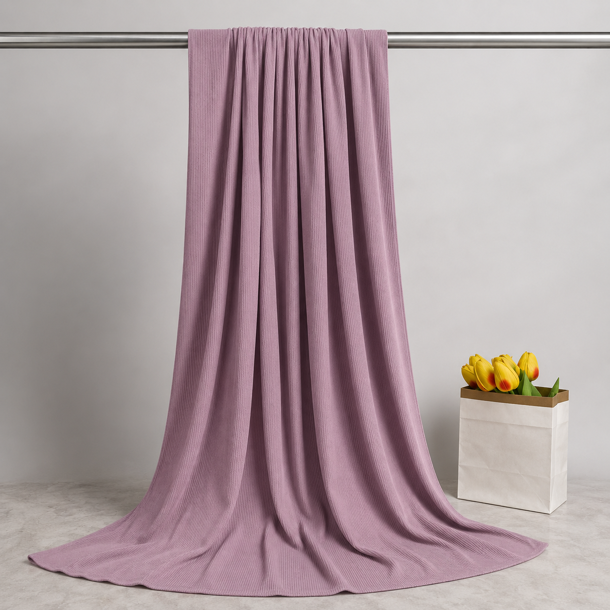 RY232 Dusty Rose Cotton Ribbed Jersey Hijab Scarf – Soft Stretch Breathable Headscarf