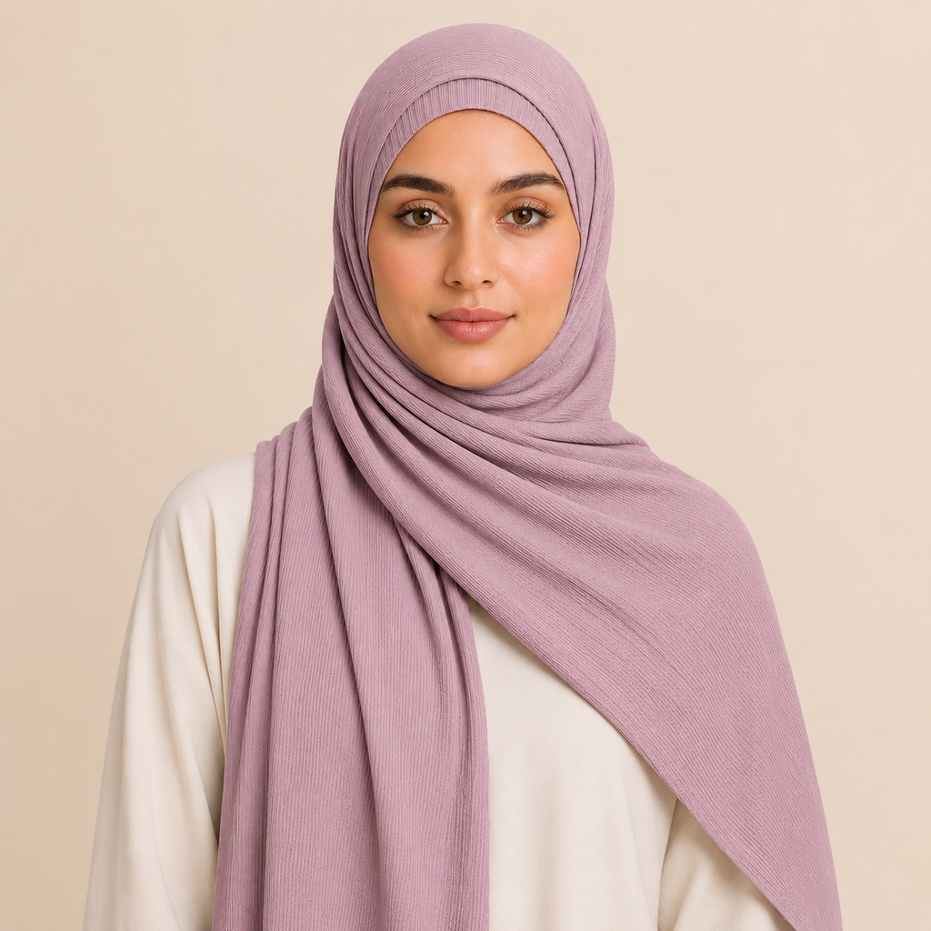 RY232 Dusty Rose Cotton Ribbed Jersey Hijab Scarf – Soft Stretch Breathable Headscarf