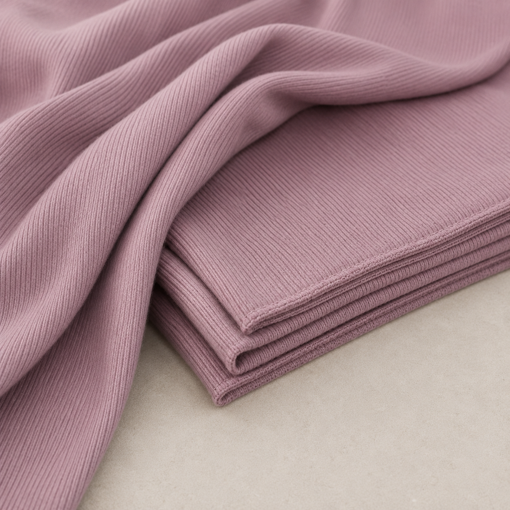 RY232 Dusty Rose Cotton Ribbed Jersey Hijab Scarf – Soft Stretch Breathable Headscarf
